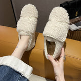 kamames Women Winter Flats Shoes Ladies Casual Moccasin Warm Plush Female Fashion Non Slip Flock Loafers New Female Footwear