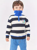 Marcolor Boys Striped Knit Pullover Sweater, Long Sleeve Half Zipper Top, Casual Fall/Winter Jumper