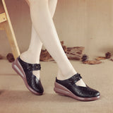 kamames kamames Muffin Heel Flat-Soled Women's Slippers Cave Style Leather Hollowed-Out Sticky Mother Shoes Flat Soles Raised Soft Soles