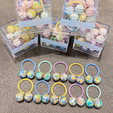 10PCS/Box Packed Girls Cute Colorful Ball Heart Rabbit Scrunchie Kids Ponytail Holder Elastic Hair Band Fashion Hair Accessories