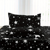 4-Piece Meteor Print Bedding Set - Soft, Breathable Comfort for Bedroom, Guest Room, Hotel - Includes Fitted & Flat Sheets, 2 Pillowcases