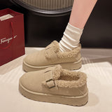 kamames Women's Snow Boots 2024 Autumn And Winter New Large Woolen Shoes Thick-Soled Cotton Shoes