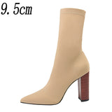 2022 New Socks Boots Fashion Ankle Boots For Women Boots Balck Pointed Toe Elastic Heels Shoes Fetish Autumn Winter Female Shoes