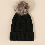 Winter Warmth Pom Beanie - Soft, Lightweight, Elastic, Cuffed Knit Hat with Skull Cap Design - Perfect for Women in Autumn and Winter Season