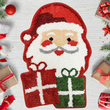 Santa Claus Plush Microfiber Bathroom Rug - Non-Slip, Absorbent, Cute Christmas Decor Shower Mat in Red & Orange