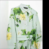 kamames Summer Flower Printed Shirt-Style Belt Dress 2183074