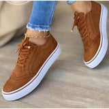 kamames Station New 2023 New Bullock Large-Size Women's Singles Shoes Comfortable Casual Women's Shoes Round Head Lace Single Shoes