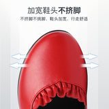 kamames Slope Heel Single Shoes Women's 2023 Thick Bottom Waterproof Platform Soft Soles Red Large Size 43 Middle-Aged Mother Shoes