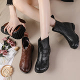 kamames kamames And Winter New-Style Cowhide Flat-Soled Women's Shoes Leisure Leather Short Boots Middle-Aged Mother Shoes Warm And Comfortable Cotton Shoes