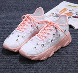 Chunky Shoes Woman Crystal Sneakers Women Platform Shoes White Casual Shoes for Women Breathable Walking Shoes Zapatos De Mujer