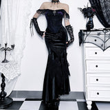 kamames Summer New Fashionable Sexy Hot Girl Dress Dark Gothic Temperament Slim Buttocks Fishtail Skirt