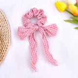 Women Streamers Scrunchies Polka Dot Floral Print Elastic Bow Hair Rope Girls Hair Ties Korean Sweet Hair Accessories Headwear