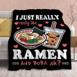 1pc Ultra-Soft Luxurious Ramen Milk Tea Blanket - Adorable Kawaii Design for Noodle Lovers & Bubble Tea Fanatics - A Perfect, Uniquely Cozy Gift Idea