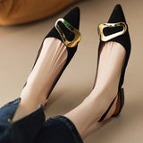 kamames French Buckle Baotou Sandals Fairy Shoes New Spring And Summer Evening Socialite Flat Heel Trip Belt Single Shoes
