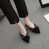 Baotou Half Slippers Women's Mesh Hollow-out All-match Fitting Shoes Suede Pointed Toe Lazy Flat Slippers Summer