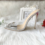 kamames PVC pointed toe 12cm high heel Slingback high-heeled shoes women's shoes party wedding 10cm 8cm SJ020 ROVICIYA