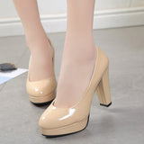 kamames kamames Size High Heels Spring 2023 New Single Shoes Round Head Thick With Patent Leather Waterproof Platform Sexy Thick Bottom Wedding Shoes Women