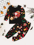 Children'S Christmas Santa Claus Pattern Long Sleeve Suit