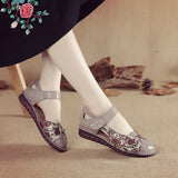 kamames kamames Summer New Leisure Flat Shoes National Style Printed Leather Women's Sandals Breathable And Comfortable Mother Shoes