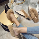 kamames Animal Fur Slides Slippers Women Lady Natural Rabbit Mules Flip Flops Female Fluffy Fur Indoor Sandals Plush Shoes mules