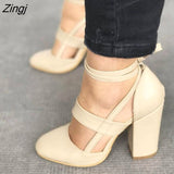 kamames Women Pumps Plus Size 35-43 Women Heels Chaussures Femme Gladiator Summer High Heels For Party Wedding Shoes Women Thick Heels 1028-1