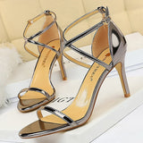 BIGTREE Patent Leather Women Sandals Sexy High Heels Summer Super High Heels 11 Cm Women Stiletto Sandals Female Party Shoes