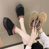 kamames Ankle Snow Boots Women Winter 2022 New Brand Fur Short Plush Warm Flats Slippers Platform Shoes Flip Flops Suede Boots