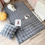 1pc Faux Rabbit Fur Blanket For Bed, Thick & Warm Bed Blanket For Winter, Soft Cozy Fluffy Decorative Blankets For Living Room, Bedroom, Heavy Furry Luxury Blanket Gifts, Grey