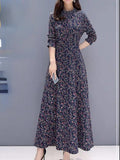 kamames for Women 2022 Spring Autumn New Floral Dress Stand Collar Long Sleeve Fashionable Women's Dress Evening Dresses Robe