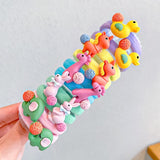 10PCS/Set Girls Rubber Band Elastic Hair Bands Rainbow Cartoon Character Fruits Flower Headwear Girl Cute Sweet Hair Accessories