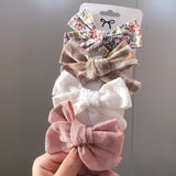 4 Pcs/set Cotton Linen Plaid Bowknot Hair Clips For Cute Girls Floral Handmade Hairpins Barrettes Headwear Kids Hair Accessories