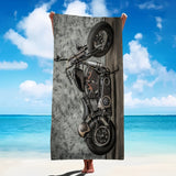 1pc Motorcycle Pattern Beach Towel, Soft Absorbent Beach Towel, Lightweight Beach Blanket, Holiday Essential Gifts, Beach Essentials