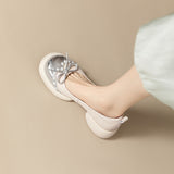kamames kamames Comfortable French Retro Pearl Bowknot Bean Bean Shoes Female Thick Heel Thick Platform 2024 Spring And Autumn New Single Shoes