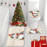 [Trusted] 3pcs Christmas Snowman Bathroom Set: Non-Slip, Absorbent Mats with Toilet Lid Cover & U-Shaped Rug - Soft, Stylish for Bathroom, Laundry & Bedroom