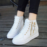 kamames Spring And Autumn New Style Women's Shoes Round Head, Thick Soles, High Uppers, Lace-Up Casual Sports Shoes
