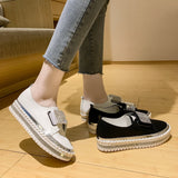 kamames Size Velcro Love Shoes Spring And Autumn New Flat-Soled Casual Shoes Water Drill Muffin Thick Soles Single Shoes