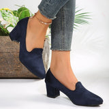 kamames kamames Size Suede High Heels Autumn 2023 New Women's Shoes Thick Heel Shallow Fashion Shoes Professional Shoes Temperament Single Shoes Women