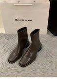 kamames kamames Heel Square Head Thin Boots Ankle Boots Women's Shoes 2024 New Autumn And Winter Korean Small Ankle Boots Martin Boots