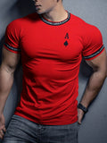 Men's A Print Athletic Muscle Fit T-shirt, Comfy Breathable Compression Top for Summer Sport