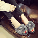 2021 Winter Women House Slippers Faux Fur Warm Shoes Woman Slip Flats Female Slides Red Black Pink Home furry Ladies slippers