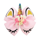 1piece High Quality Bow With Cute Ear Design Hair Clip Ribbon Bow With Unicorn Horn Hair Accessories 885