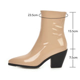 kamames Women Boots Pu Leather Wedges Ankle Boots Fashion Pointed Toe Winter Zipper High Heel Woman Boots Shoes 2019