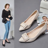 kamames kamames High Heels Female Wedding Thick Heel Autumn Shoes Not Tired Feet Soft Bottom Comfortable 2023 New Soft Leather Single Shoes
