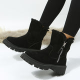 kamames Women's Snow Boots 2024 Autumn And Winter New Large-Size Velvet Thick-Soled Warm Cotton Shoes Martin Boots