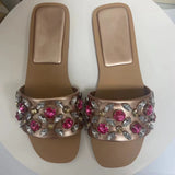 kamames ZAR Woman 2022 Flat Shoes Spring Summer Round Toe Sexy Acrylic Rhinestones Outer Wear Plus Size 41 Sandals And Slippers Women