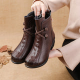 kamames kamames Autumn New Low-Heeled Crocodile Martin Boots Korean Version Leisure Fashion Leather Boots Warm And Comfortable Cotton Shoes