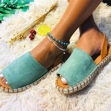 kamames Women Flat Fisher Shoes 2023 Straw Desigher Vintage Non-slip Round Toe Espadrilles Sandals Casual Females Loafers Plus Size 43