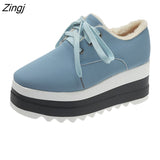 kamames New Autumn Winter Women Plus Velvet Thick Warm Cotton Shoes Female Snow Boots Casual Increase Platform Thick Sole Sneakers