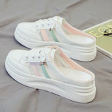 kamames kamames White Slippers Female 2024 New Mesh Breathable Baotou Platform Muffin Fashion Casual Small White Shoes