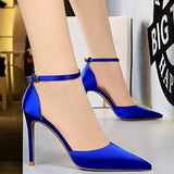 BIGTREE Shoes Green Blue Women Pumps Fashion Women Office Shoes Sexy High Heels Silk Stiletto Heels Women Sandals Plus Size 43